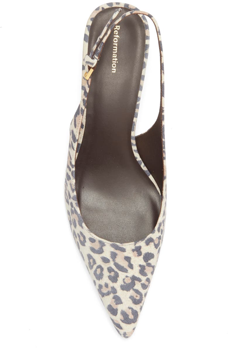 Reformation Wrenley Pointed Toe Slingback Pump, Alternate, color, Leopard Suede