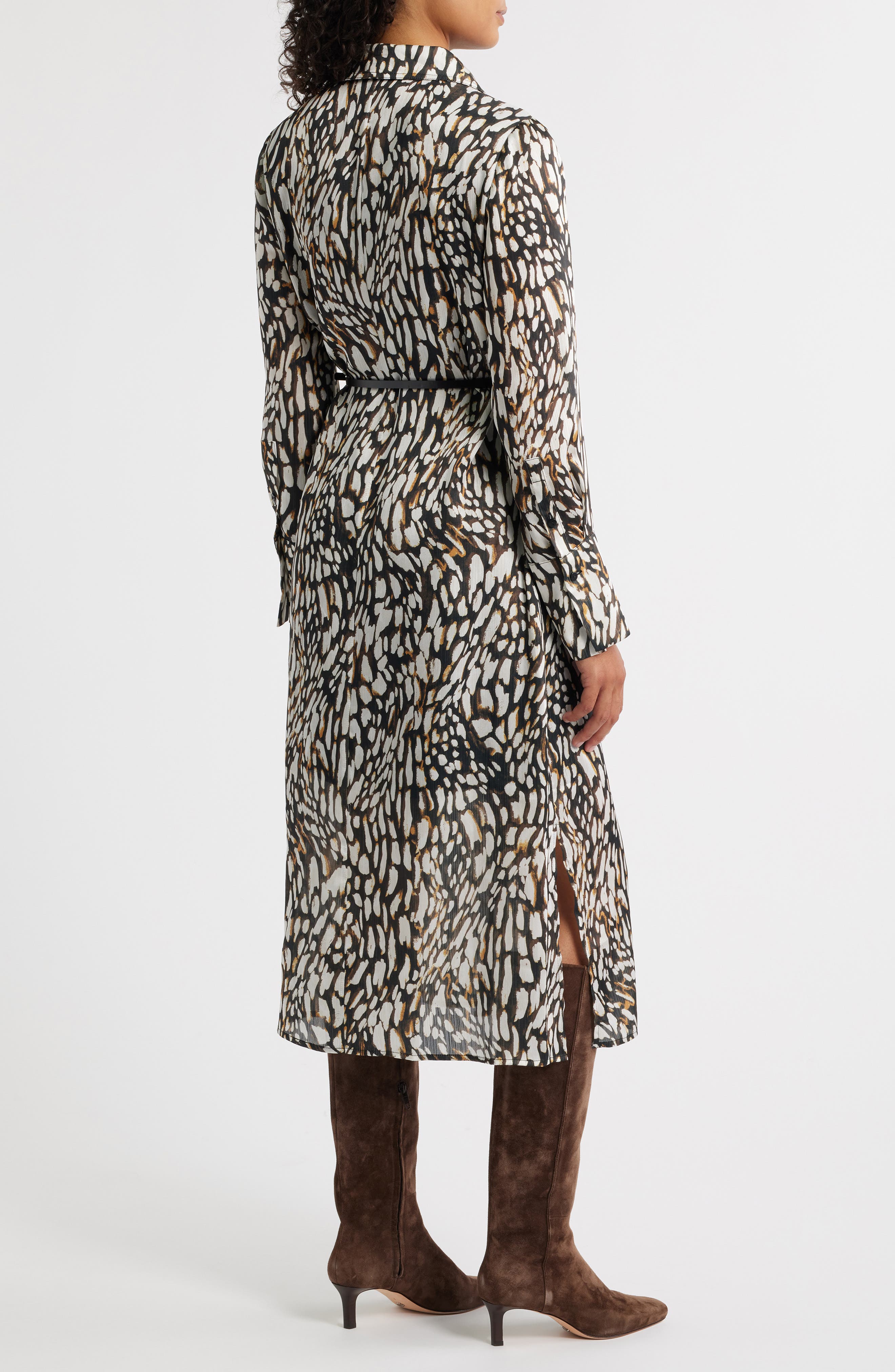 Print Long Sleeve Shirtdress - image 2