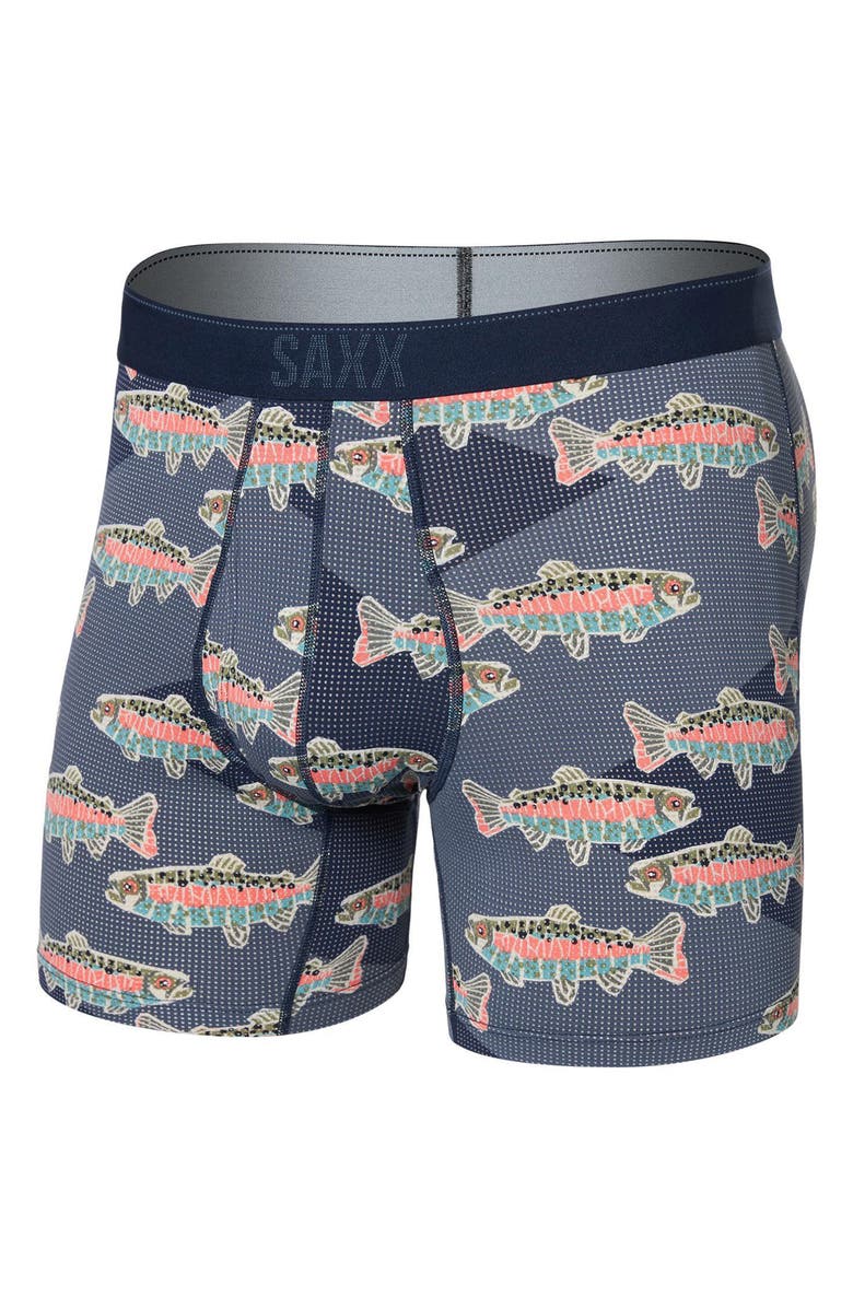 SAXX Quest Quick Dry Mesh Boxer Briefs, Alternate, color, Mosaic Trout-Maritime