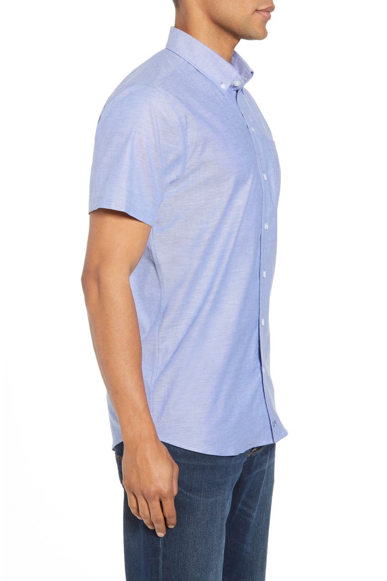 Classic Fit Short Sleeve Button-Down Oxford Shirt, Alternate, color, FRENCH BLUE
