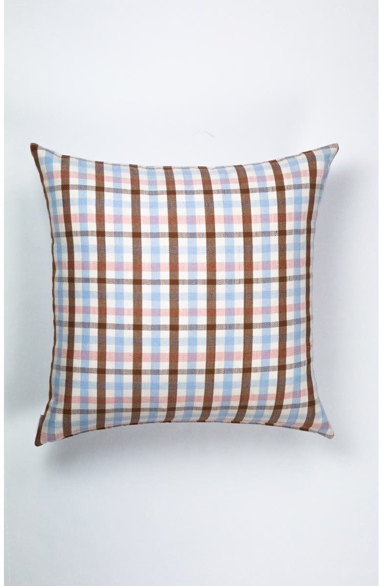 Archive New York Handwoven Classic Plaid Square Cotton Throw Pillow, Main, color, Brown