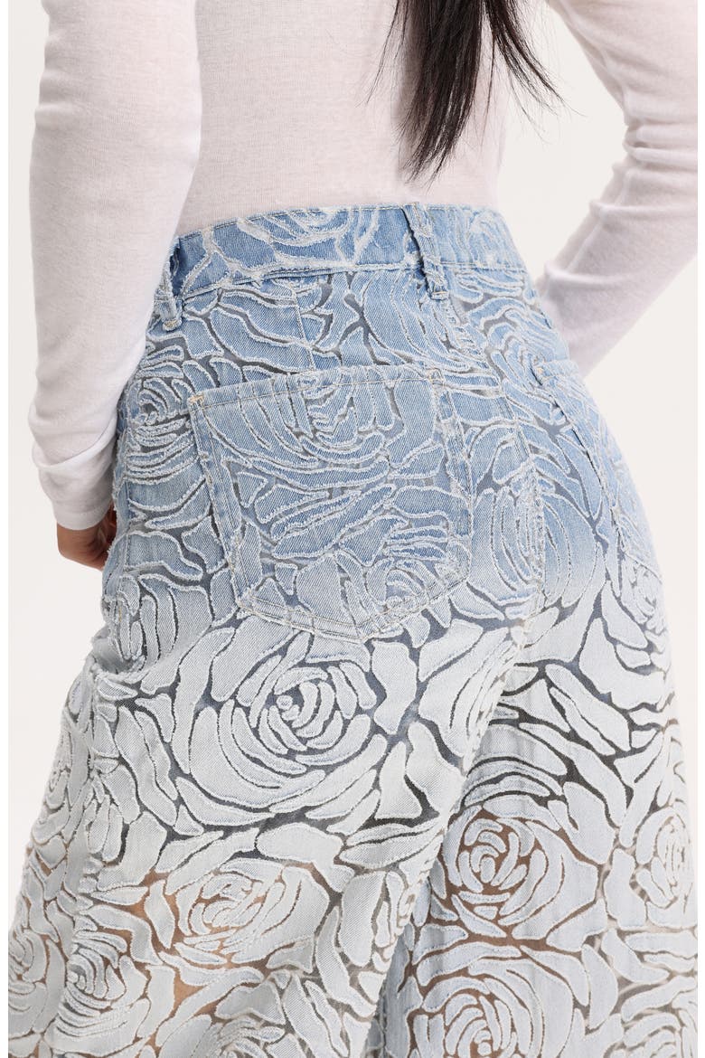 Laser Cut High Waist Wide Leg Jeans, Alternate, color, LIGHT BLUE