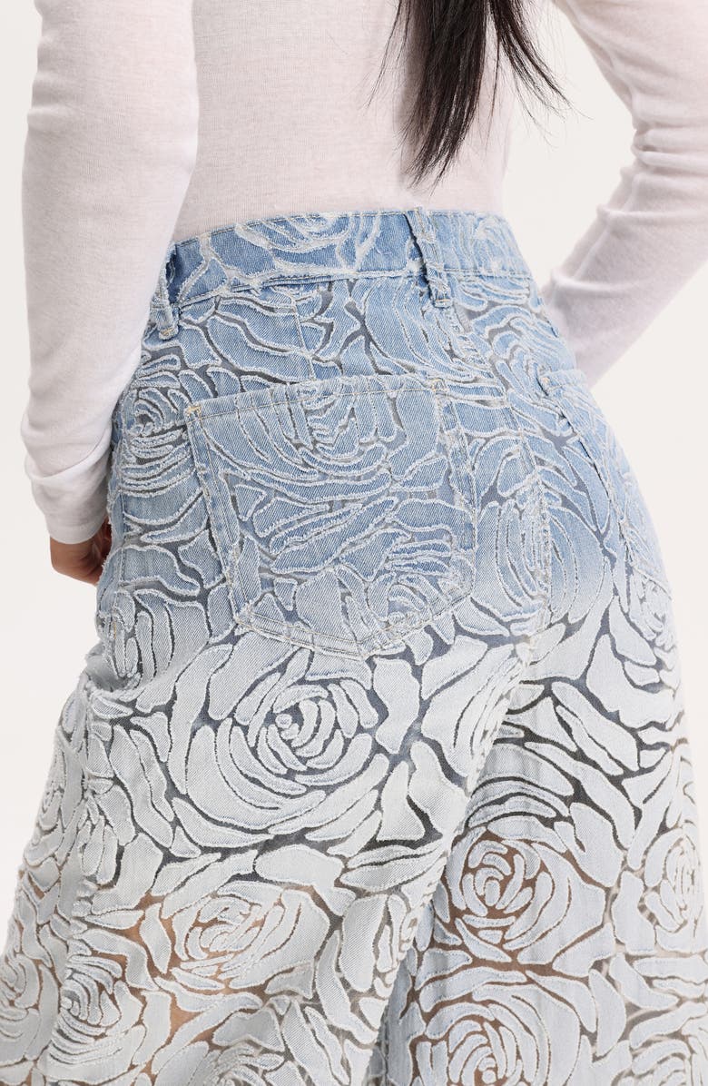 Bayeas Laser Cut High Waist Wide Leg Jeans, Alternate, color, Light Blue