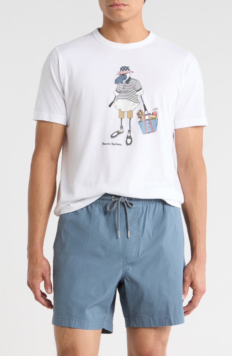Brooks Brothers USA Henry Cotton Graphic T-Shirt, Main, color, White Multi