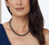 The Pearl Source 8-10mm Tahitian Round South Sea Pearl Necklace - AAA Quality