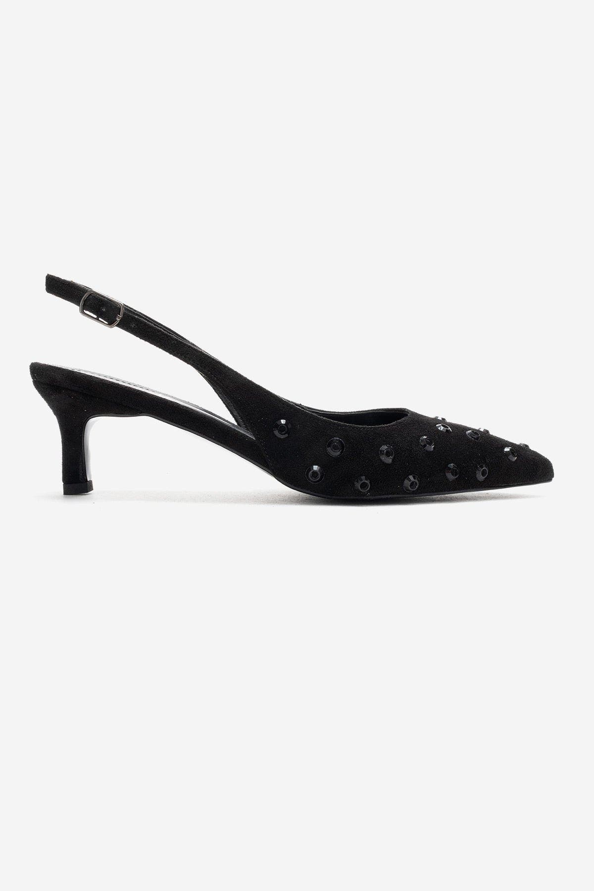 Lorex Embellished Stiletto Slingback Pump, Alternate, color, Black Suede