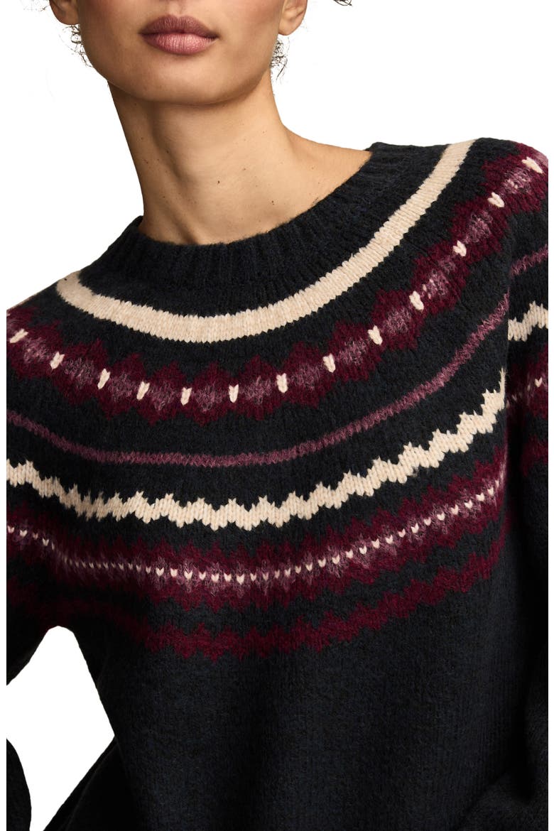Fair Isle Crewneck Sweater, Alternate, color, BLACK IRIS