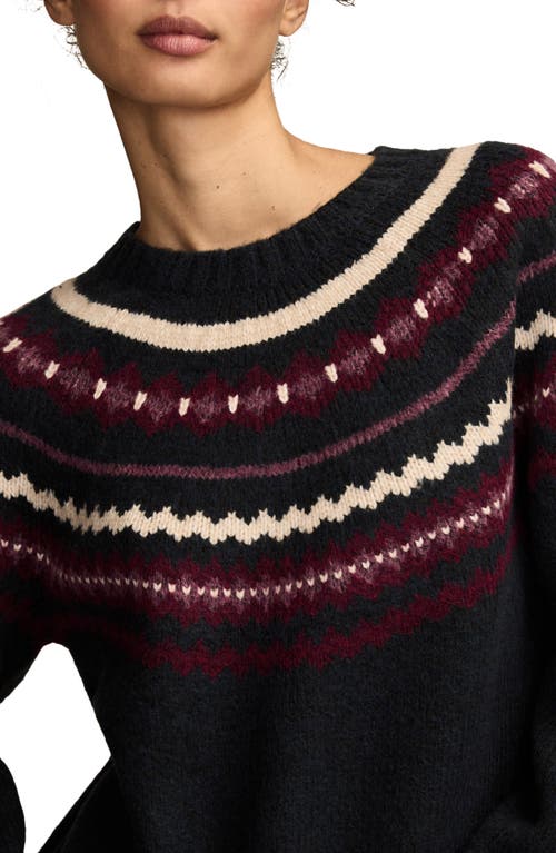 Lucky Brand Fair Isle Crewneck Sweater In Brown