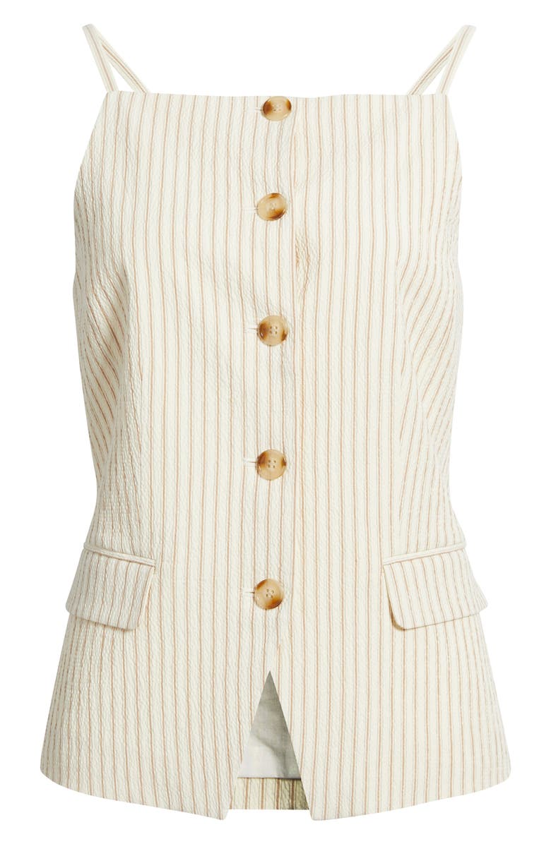 Bernardo Pinstripe Tie Waist Top, Alternate, color, Ivory/ Gold Oak Stripe