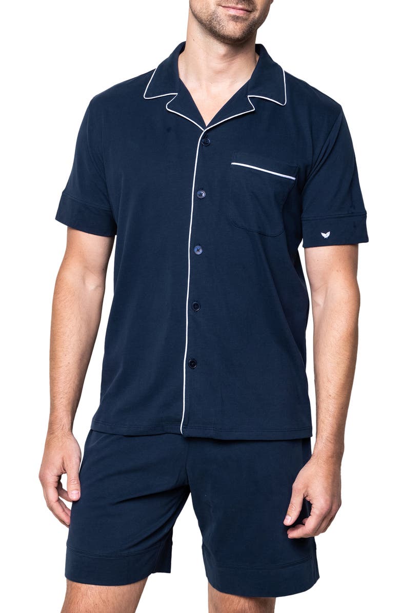 Petite Plume Pima Cotton Short Pajamas, Main, color, Navy