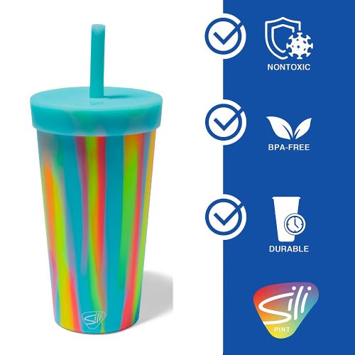 Silipint Silicone 22oz Straw Tumbler Sugar Rush Reusable Unbreakable Cup