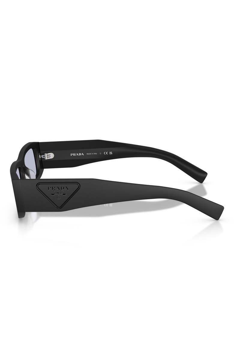 Prada 54mm Rectangular Sunglasses, Alternate, color, Matte Black / Blue