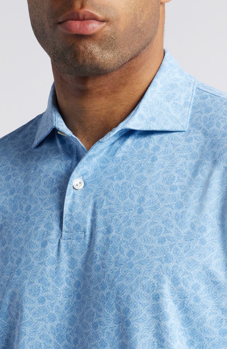 Peter Millar Crown Crafted Botanical Print Performance Jersey Polo, Alternate, color, Blue Frost