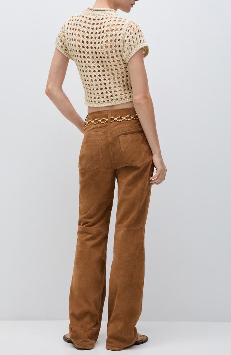 MANGO Metallic Sheer Cotton Blend Open Stitch Crop Sweater, Alternate, color,