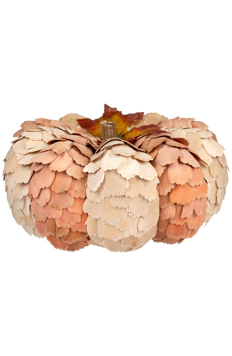 Northlight Layered Wood Petals Fall Harvest Pumpkin - 10", Alternate, color, 