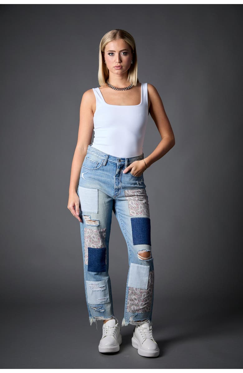 BLUE REVIVAL Paisley Patchwork Straight Leg Jeans, Alternate, color, Miami Patchwork