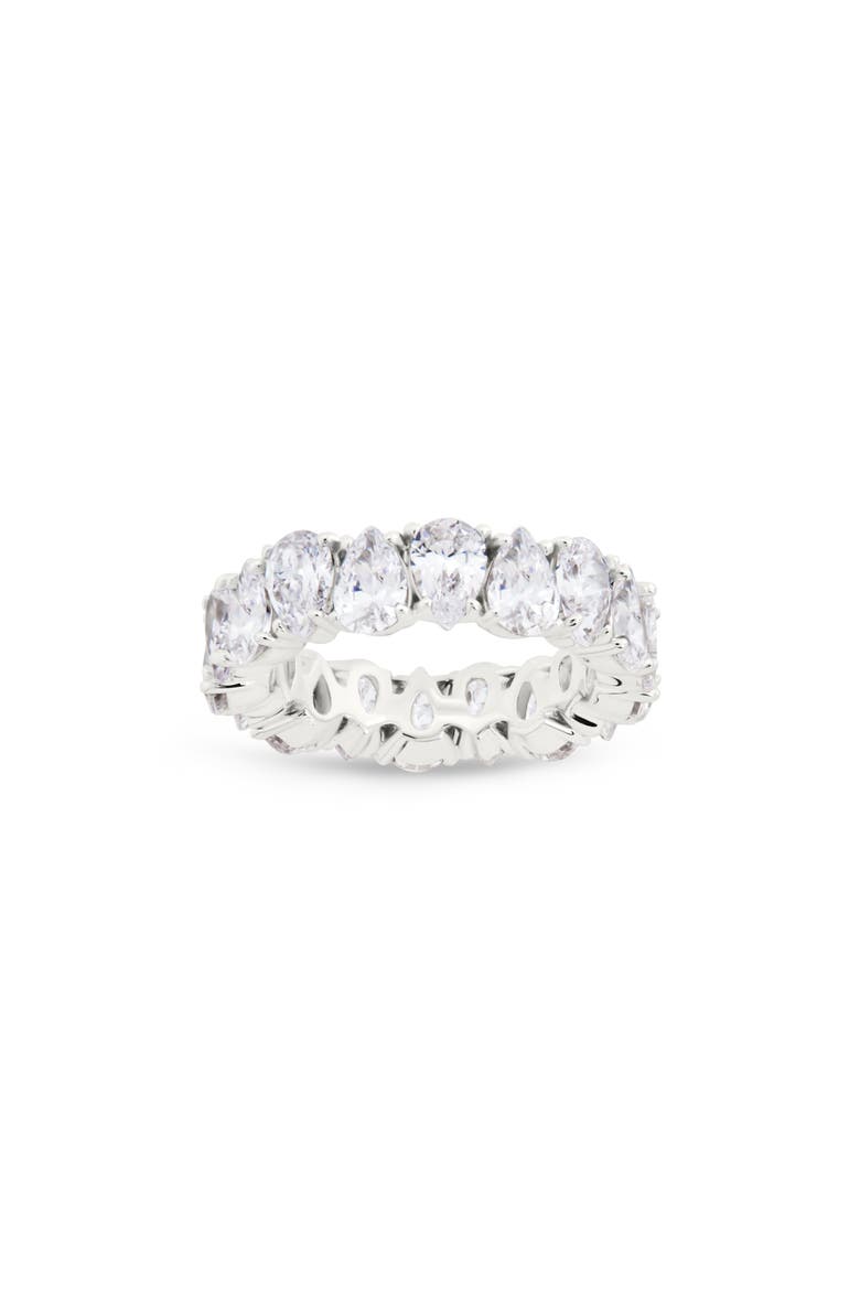 Janis Pear Cubic Zirconia Eternity Band Ring, Main, color, SILVER