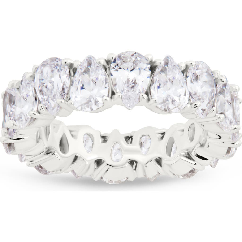 Sterling Forever Janis Pear Cubic Zirconia Eternity Band Ring In Silver