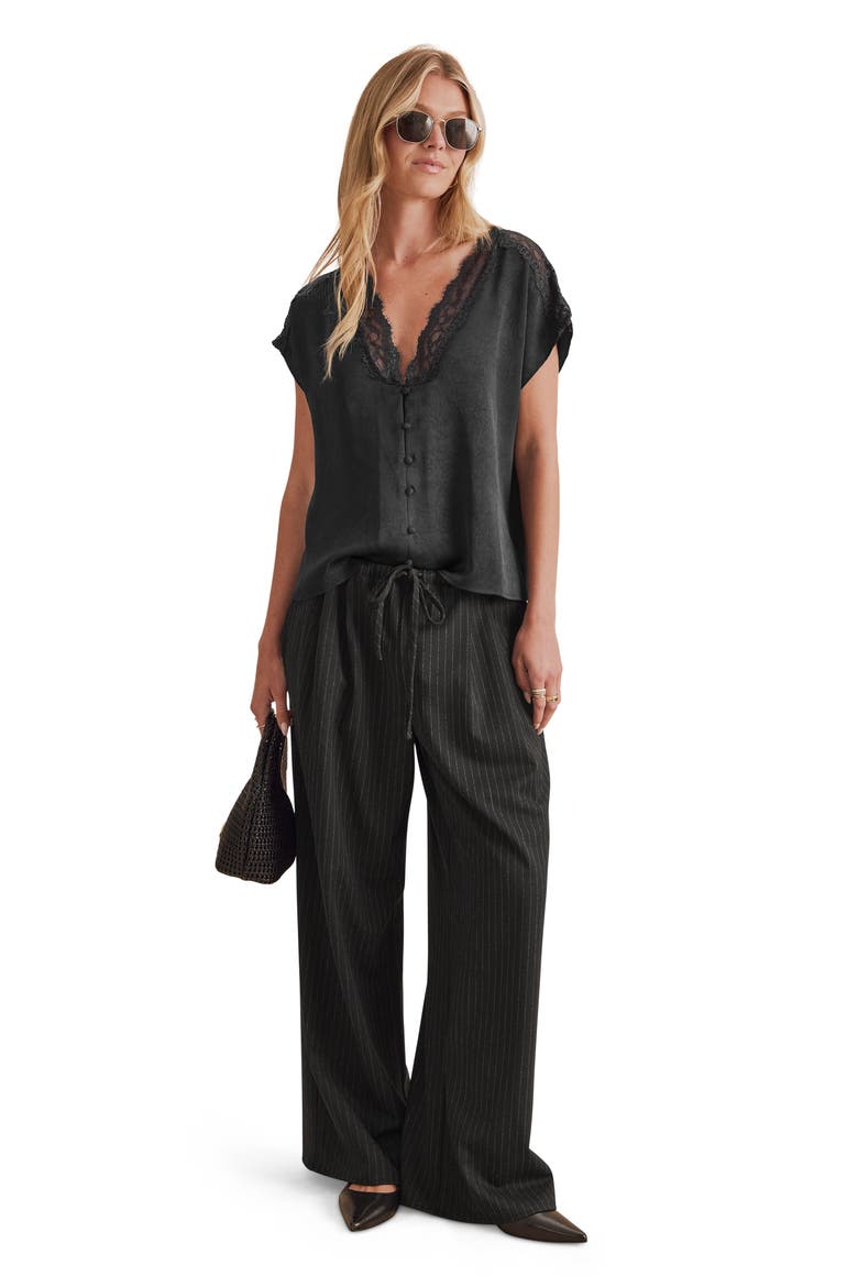 Adalyn Lace Trim Top, Alternate, color, BLACK