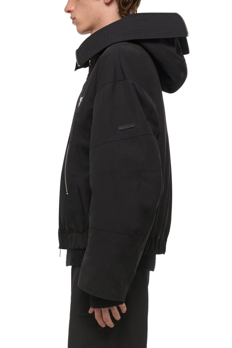 Cotton Blend Bomber Jacket, Alternate, color, BLACK