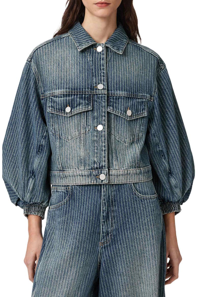 Luca Stripe Denim Jacket, Main, color, TITAN BLUE