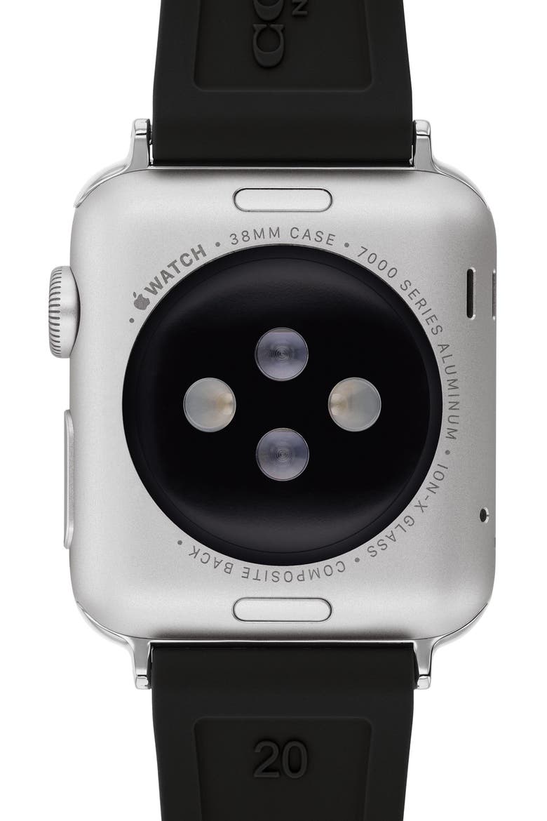 Signature C Rubber Apple Watch® Watchband, Alternate, color, BLACK