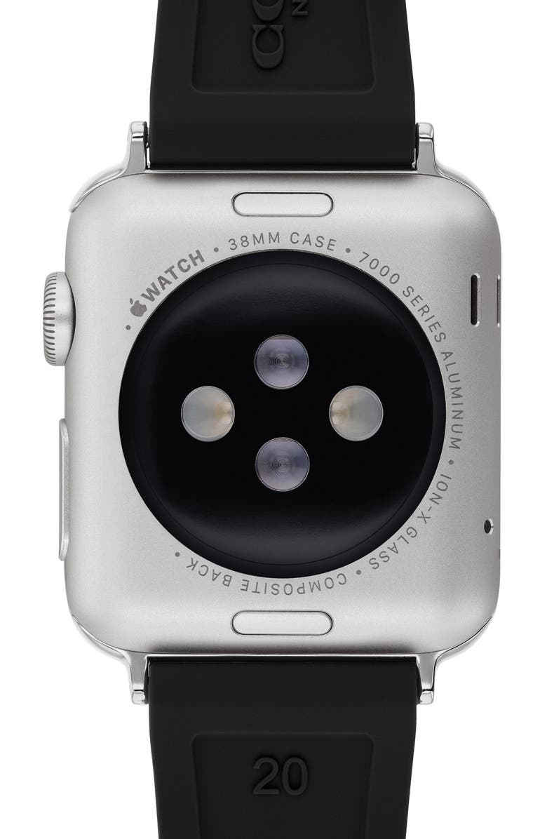 COACH Signature C Rubber Apple Watch<sup>®</sup> Watchband, Alternate, color, Black