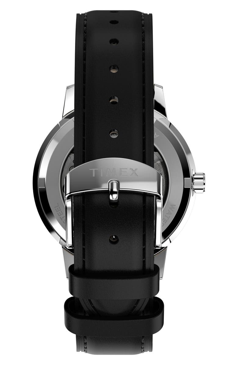 Timex<sup>®</sup> x Monopoly Marlin<sup>®</sup> Automatic Leather Strap Watch, 38mm, Alternate, color, Silver-Tone