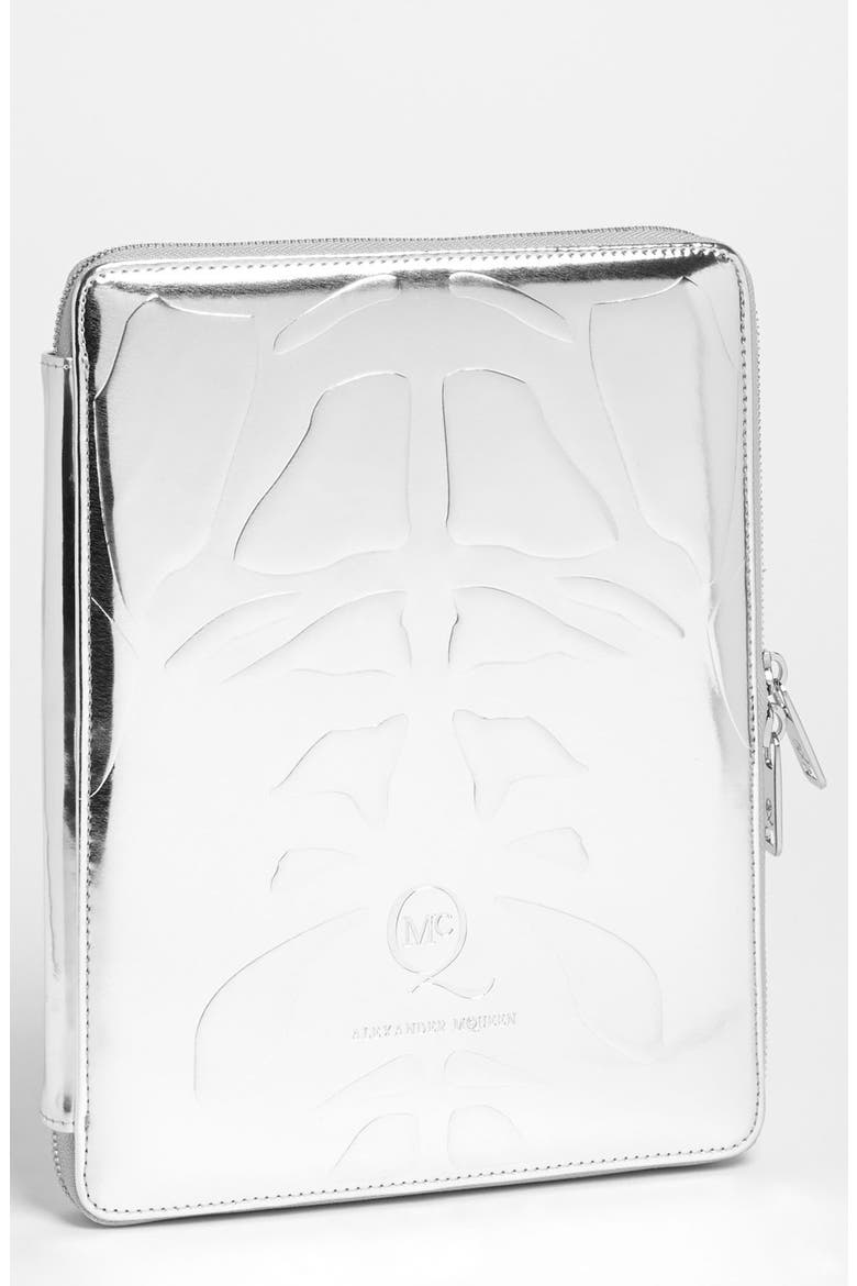 by Alexander McQueen Embossed Metallic iPad Case, Main, color, MERCURY