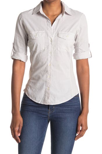 James Perse Three-quarter Sleeve Button-up Shirt In Multi