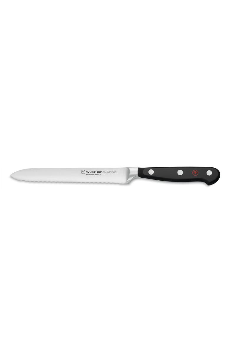 Wüsthof Classic Ikon 5-Inch Serrated Utility Knife, Main, color, Black