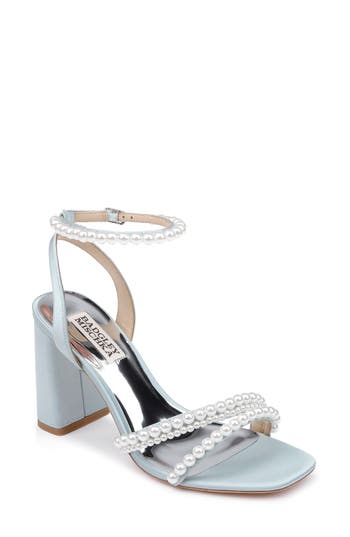 Badgley Mischka Collection Feisty Ankle Strap Sandal In Mist Satin