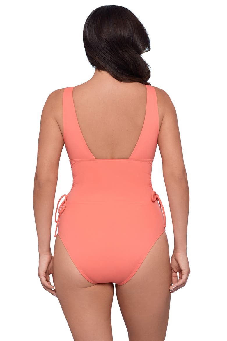 Supportive and Sculpting Cinched Adjustable One-Piece Swimsuit, Alternate, color, Watermelon