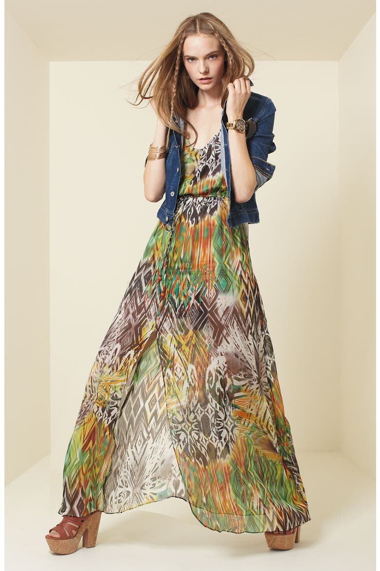 Print Maxi Dress, Alternate, color, EMERALD MULTI