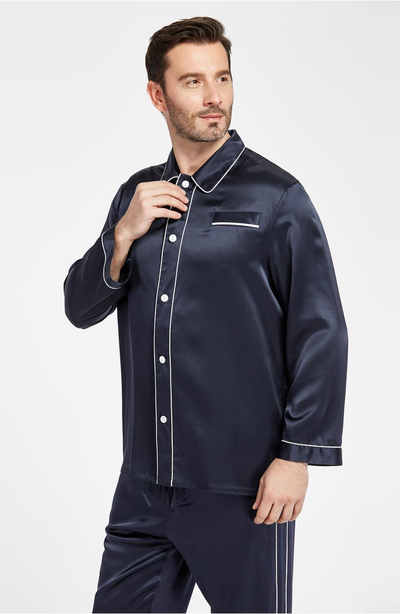 Lilysilk Unique Silk Pajamas Set, Alternate, color, Navy Blue