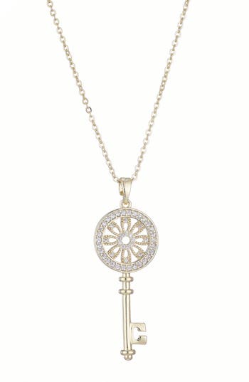 Adornia 14k Gold Plated Cubic Zirconia Ornate Key Pendant Necklace In Gold