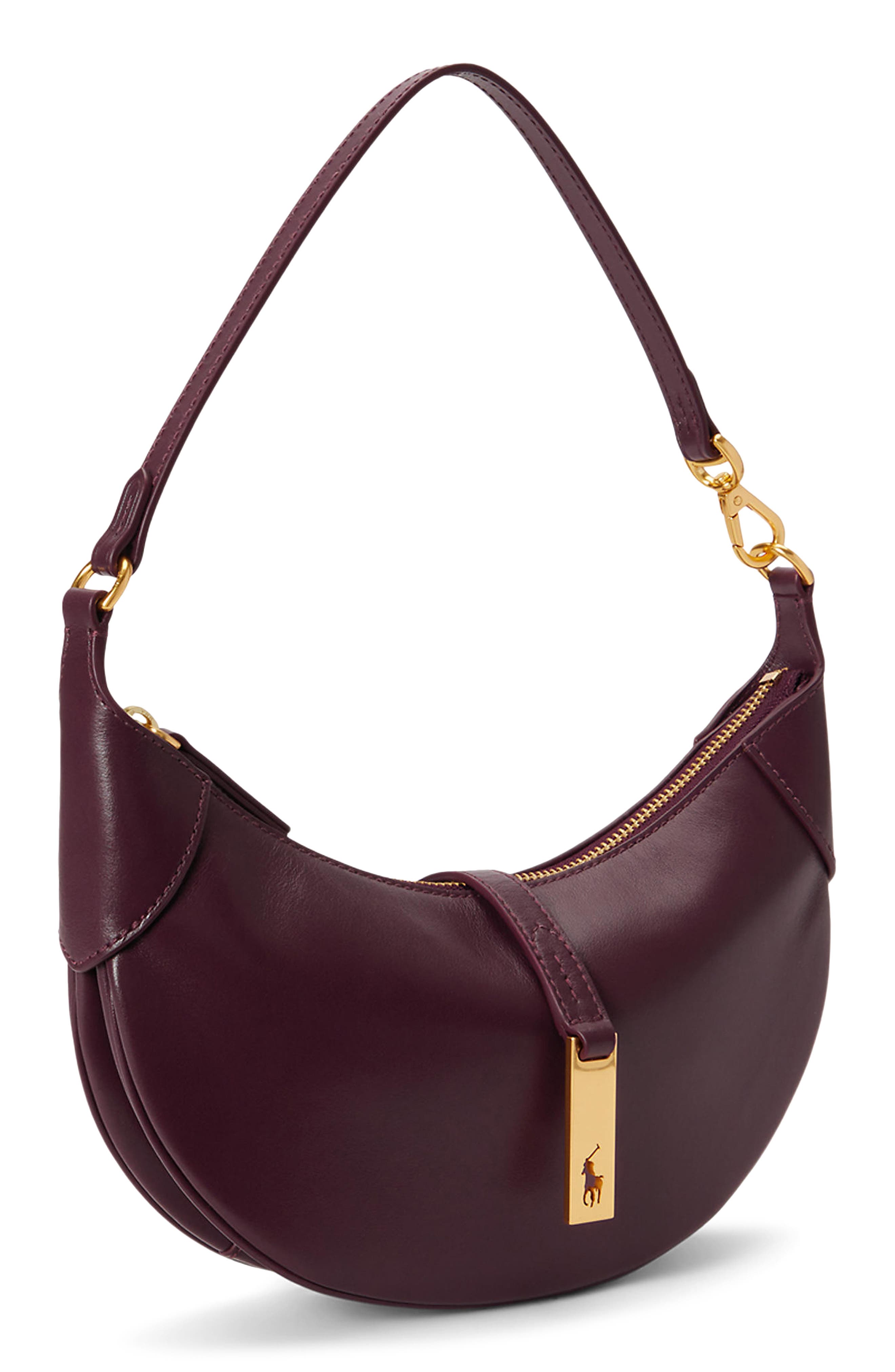 Polo ID Leather Mini Shoulder Bag, Alternate, color, MIDNIGHT MERLOT