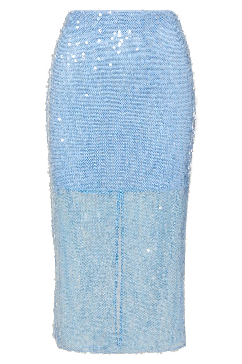 Allora Sequin Mesh Midi Skirt, Alternate, color, BLUE JAY