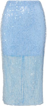 Veronica Beard Allora Sequin Mesh Midi Skirt