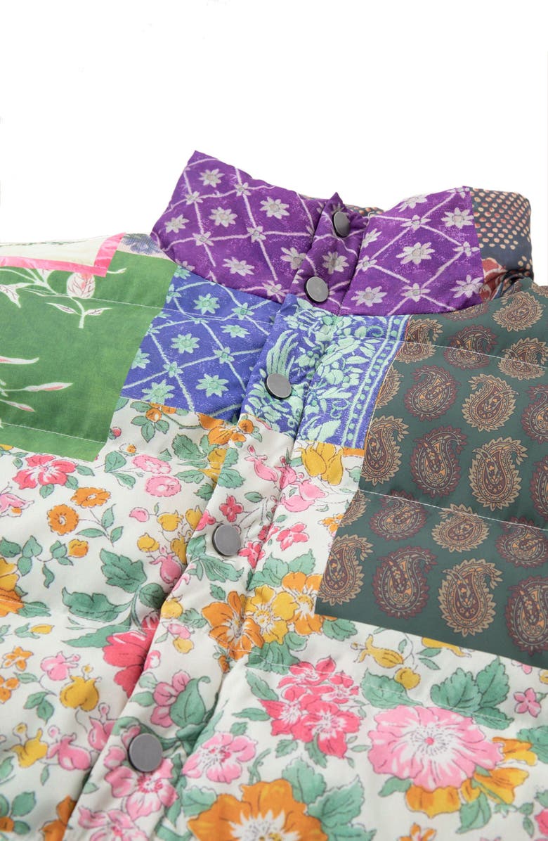 FOUND Patchwork Print Garden Puffer Jacket, Alternate, color,