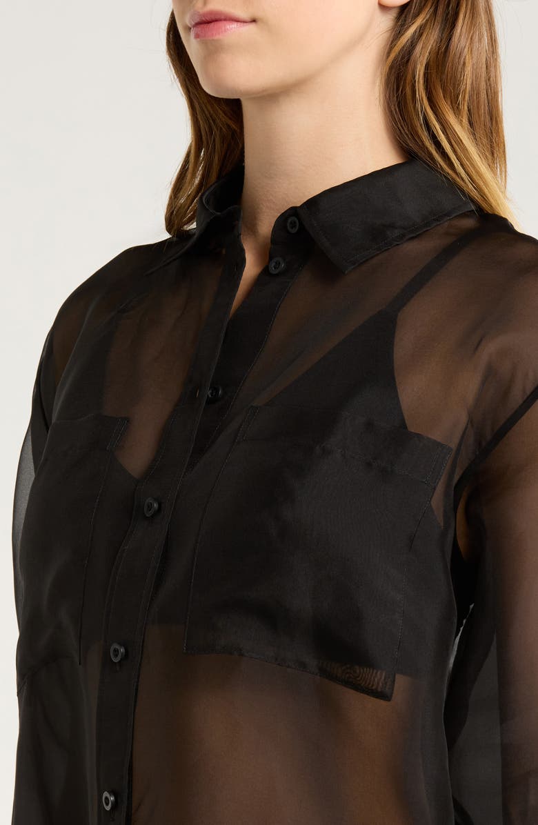 FRAME The Silk Organza Button-Up Shirt, Alternate, color, Black