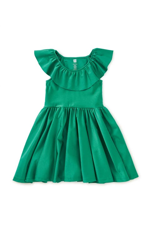Shiny Ruffle Neck Dress (Toddler, Little Kid, Big Kid)