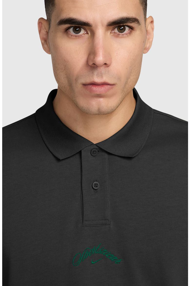 Club Embroidered Cotton Polo, Alternate, color, BLACK/ MALACHITE