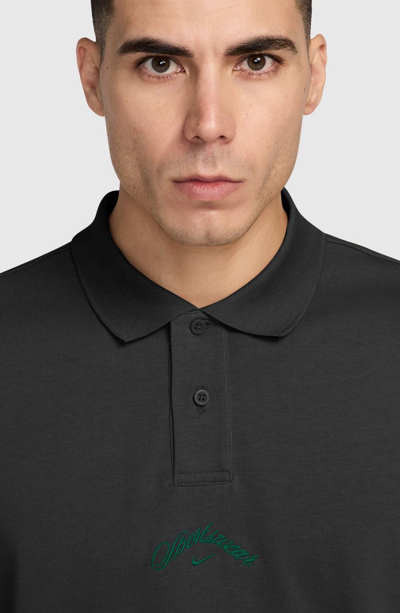 Nike Club Embroidered Cotton Polo, Alternate, color, Black/ Malachite