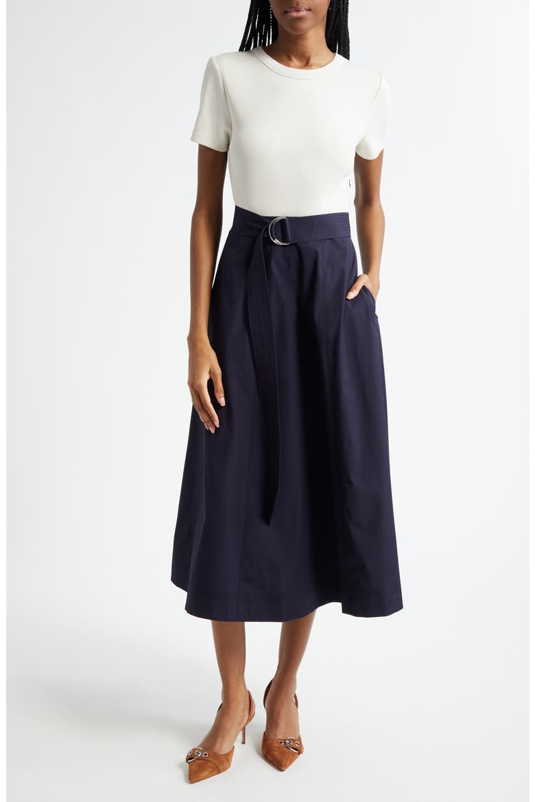Facia Mixed Media Dress, Main, color, ECRU/ NAVY