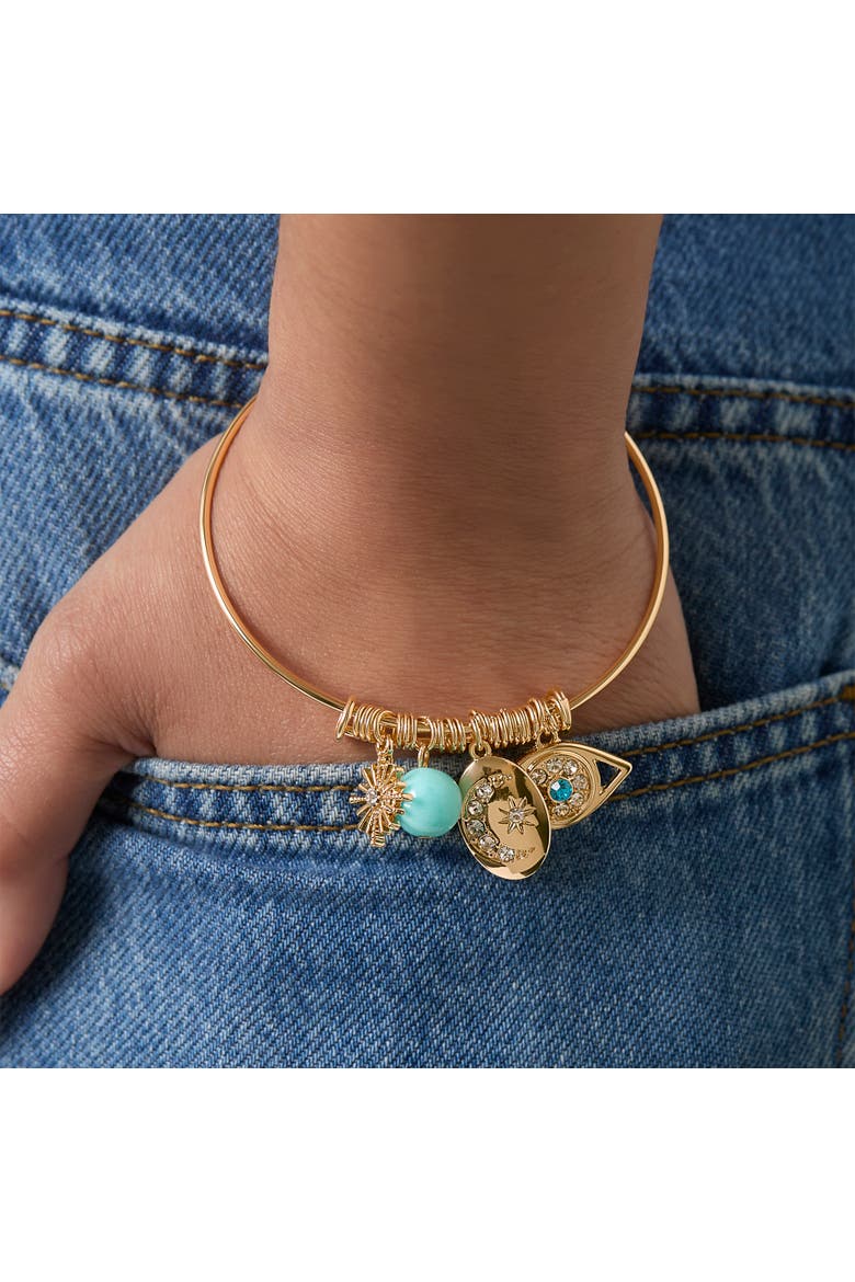 Turquoise Evil Eye Bracelet, Alternate, color, Gold