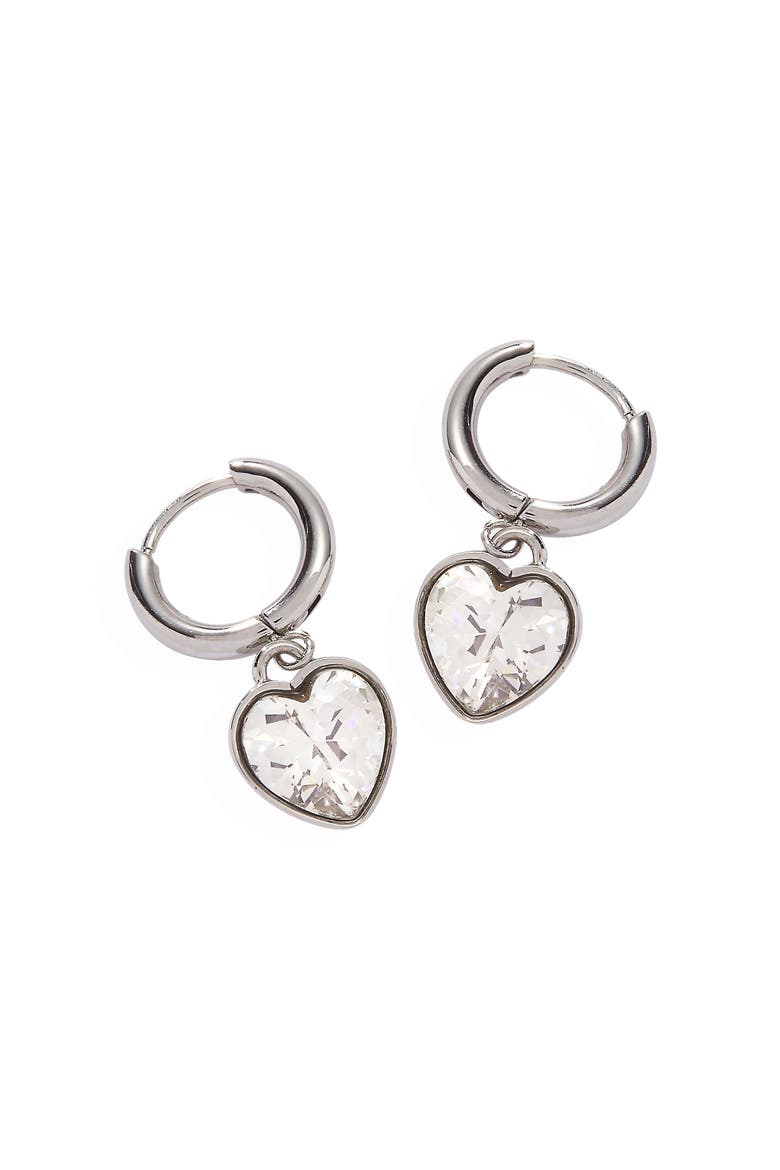 Heart Huggie Earrings, Main, color, Silver