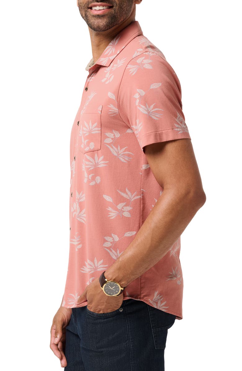 TravisMathew Comfortknit Yoyage Short Sleeve Button-Up Shirt, Alternate, color, Brick Dust