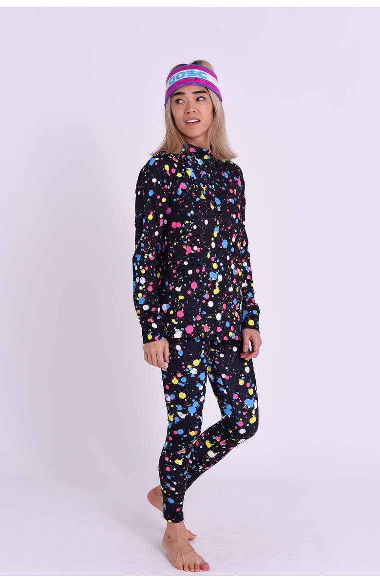 OOSC Baselayer Leggings - Catalina Wine Mixer Women's, Alternate, color, Black With Colorful Splatters