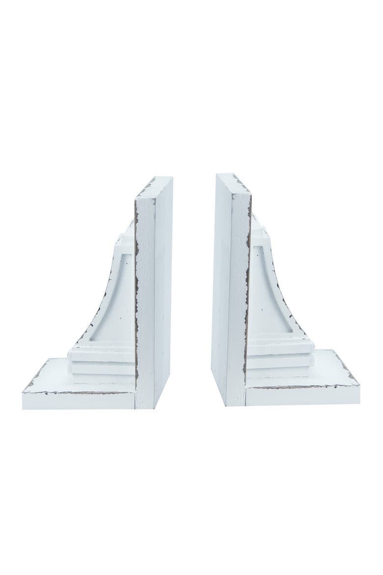 Wood 8 in. White Book Ends Set of 2, Main, color, White
